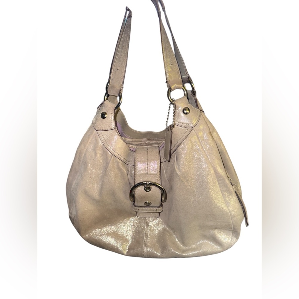 COACH F17219  Soho Lynn Metallic Leather Hobo Gold Shimmer Shoulder Bag